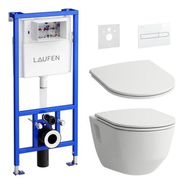 Wall-hung toilet PRO + SoftClose PRO toilet seat + DUAL LIS flush plate + concealed in-wall module + insulating pad
