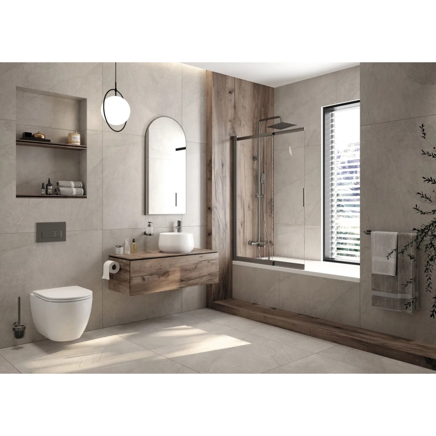 ROUND wall-hung toilet + SoftClose ROUND toilet seat + SIGMA flush plate + in-wall module + insulation pad