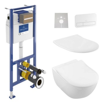 Wall-hung toilet SUBWAY + SoftClose toilet seat SUBWAY + VICONNECT flush plate + VICONNECT concealed installation module + VICONNECT insulation pad