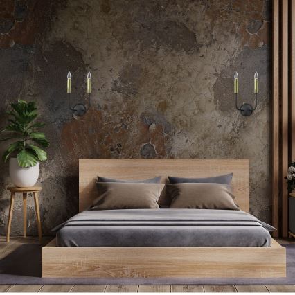Wall lamp AKASYA 2xE14/15W/230V black/gold