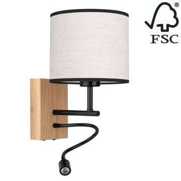 Wall lamp BOHO 1xE27/25W/230V + LED/1W/230V oak - FSC certified
