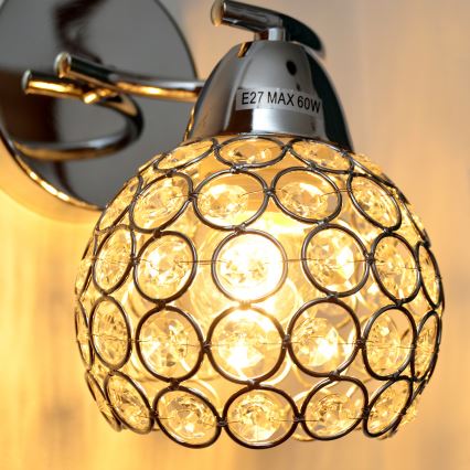 Wall lamp DORIS 1xE27/15W/230V shiny chrome/clear