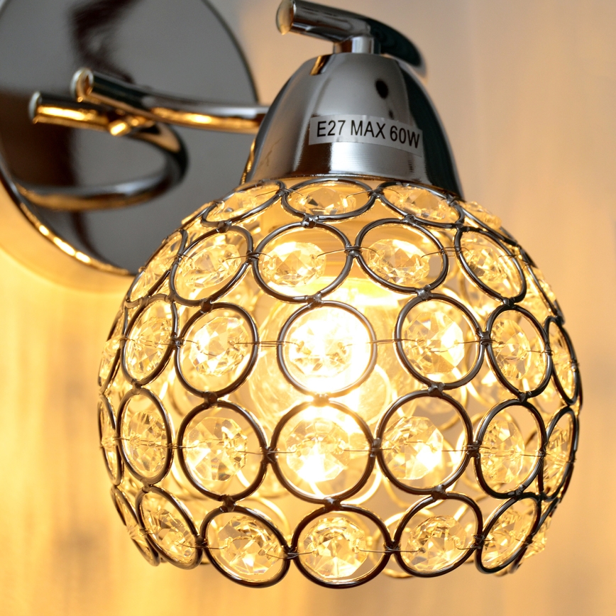 Wall lamp DORIS 1xE27/15W/230V shiny chrome/clear