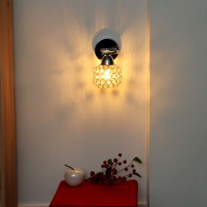 Wall lamp DORIS 1xE27/15W/230V shiny chrome/clear