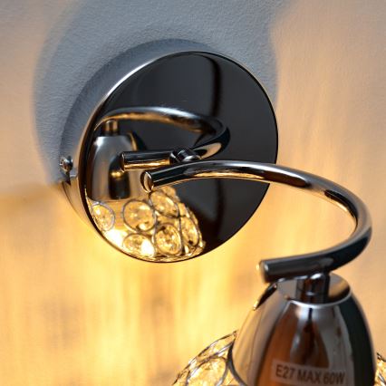 Wall lamp DORIS 1xE27/15W/230V shiny chrome/clear