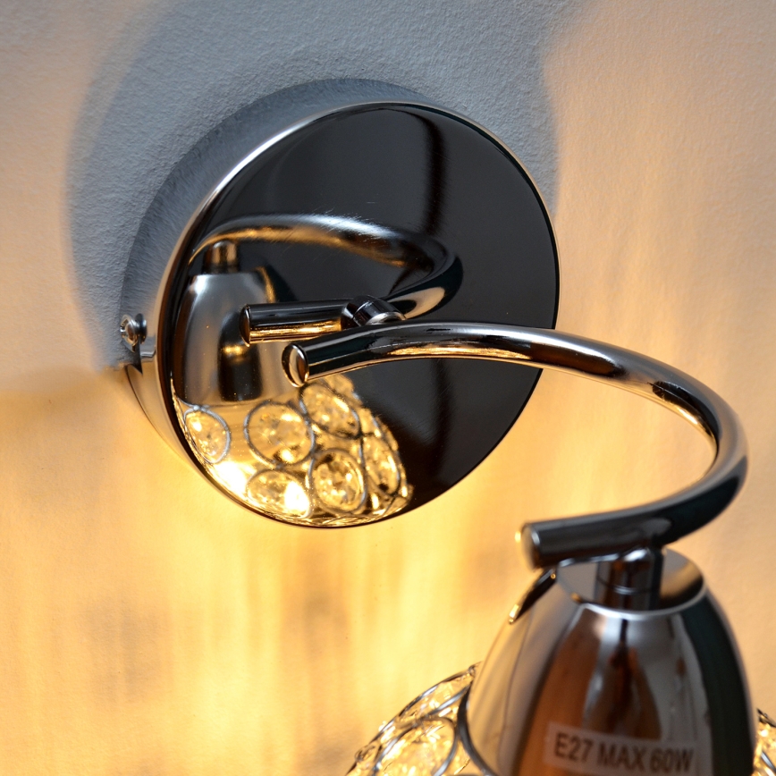 Wall lamp DORIS 1xE27/15W/230V shiny chrome/clear