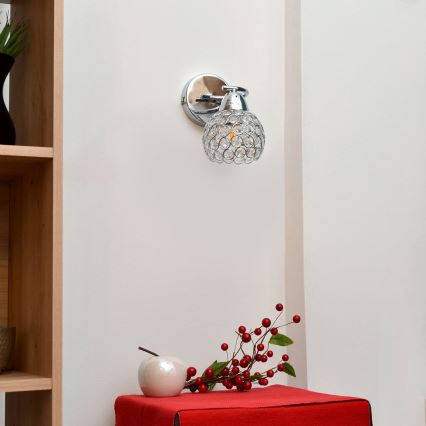 Wall lamp DORIS 1xE27/15W/230V shiny chrome/clear