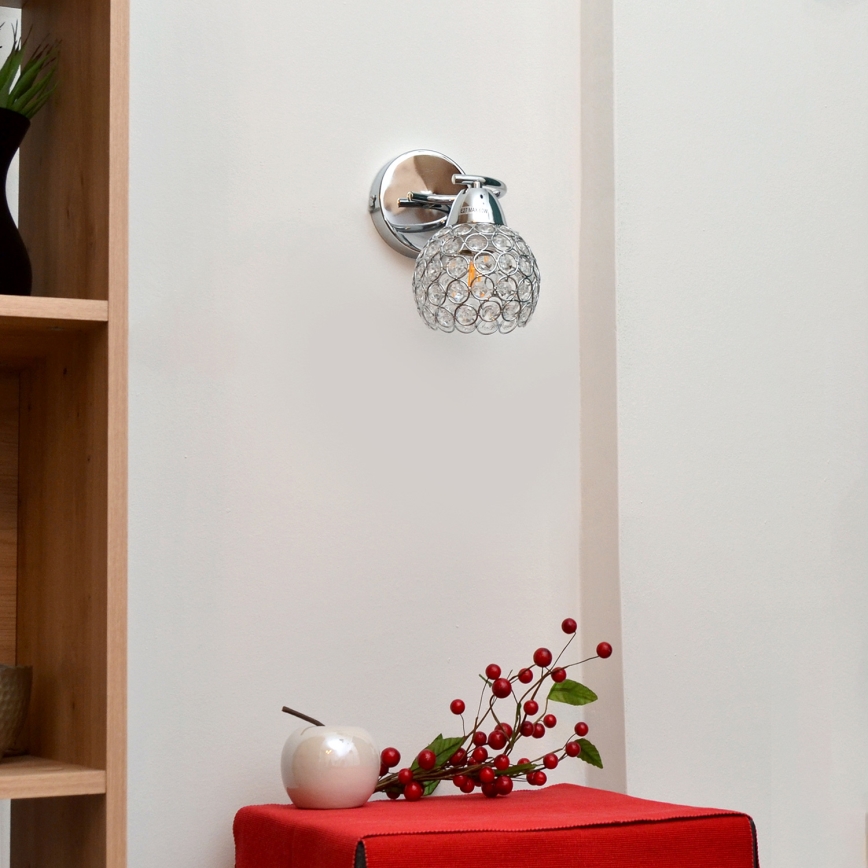 Wall lamp DORIS 1xE27/15W/230V shiny chrome/clear