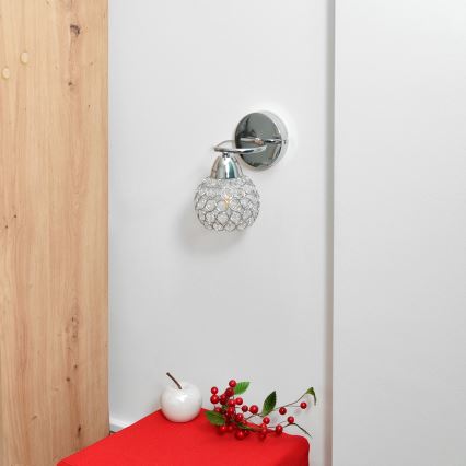 Wall lamp DORIS 1xE27/15W/230V shiny chrome/clear