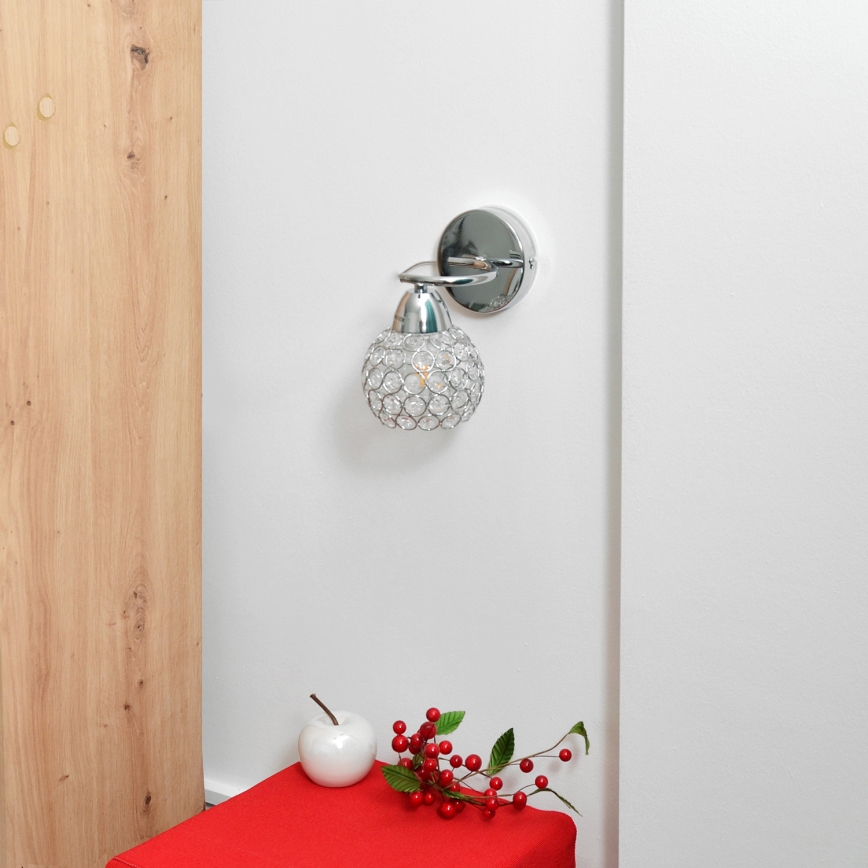 Wall lamp DORIS 1xE27/15W/230V shiny chrome/clear