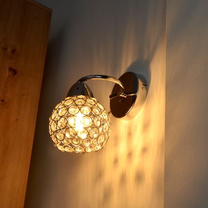 Wall lamp DORIS 1xE27/15W/230V shiny chrome/clear