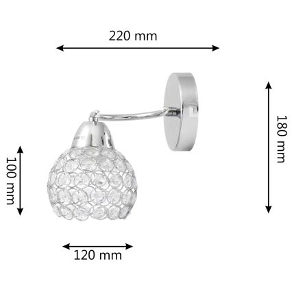 Wall lamp DORIS 1xE27/15W/230V shiny chrome/clear