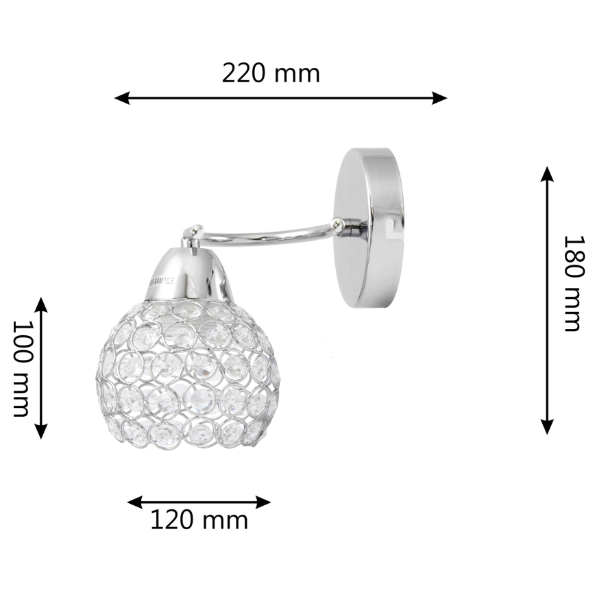 Wall lamp DORIS 1xE27/15W/230V shiny chrome/clear
