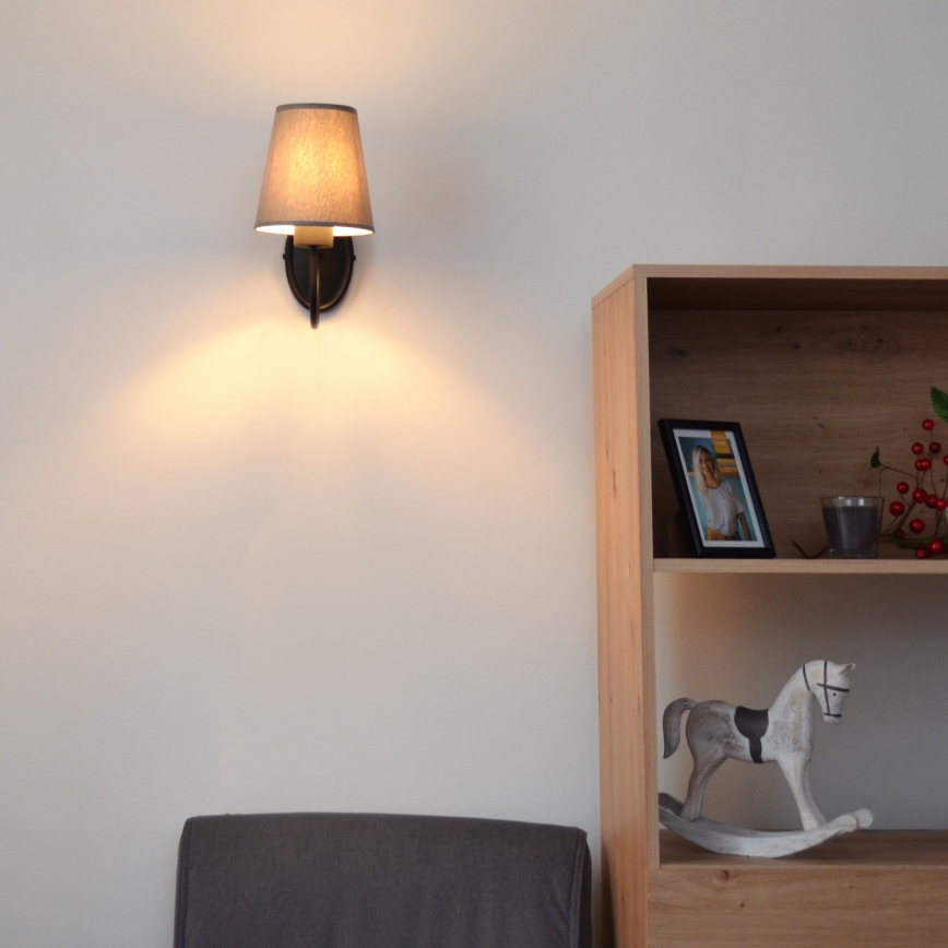 Wall lamp MALBO 1xE27/15W/230V grey/black