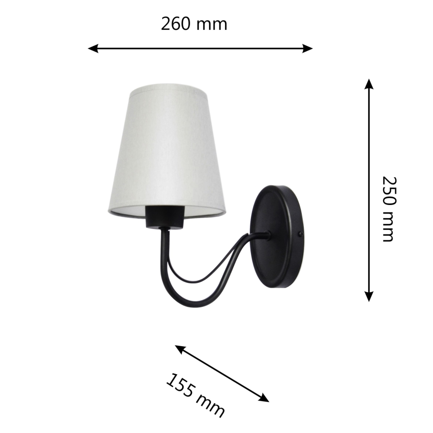 Wall lamp MALBO 1xE27/15W/230V grey/black