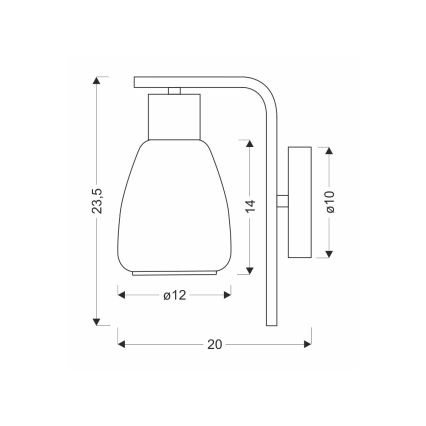Wall lamp MOLDO 1xE27/40W/230V black/clear