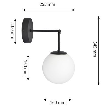 Wall lamp MOON 1xE27/15W/230V black