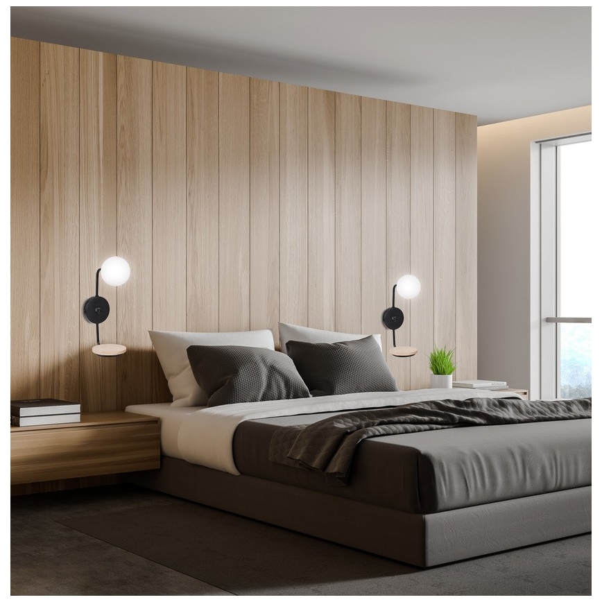 Wall lamp PONIO 1xG9/25W/230V black/beech
