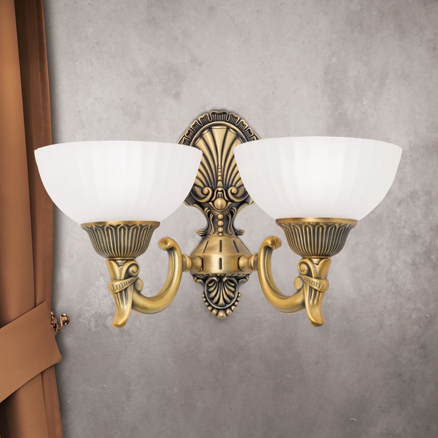 Wall lamp ROCCA 2xE27/60W/230V bronze/white