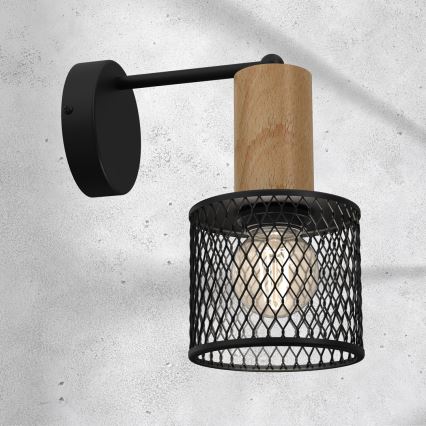 Wall lamp SOBRESA 1xE27/60W/230V black/wood