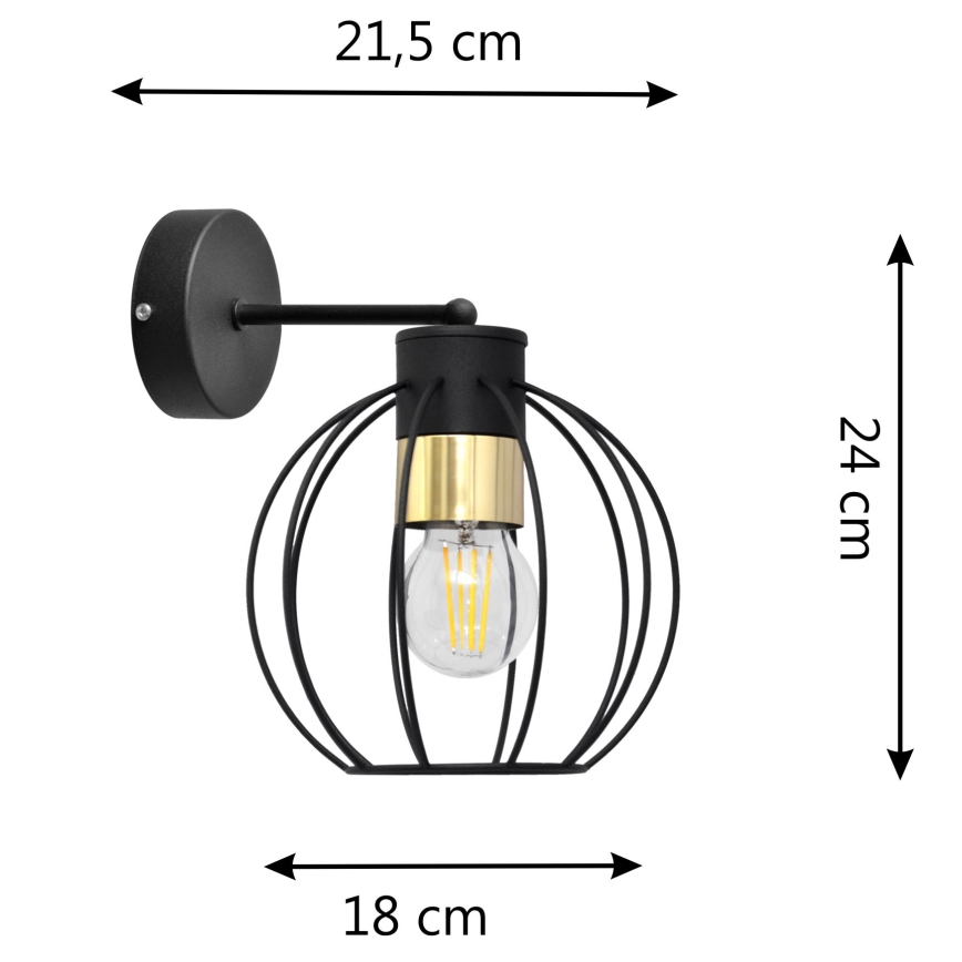 Wall lamp STARLIGHT 1xE27/15W/230V black/gold