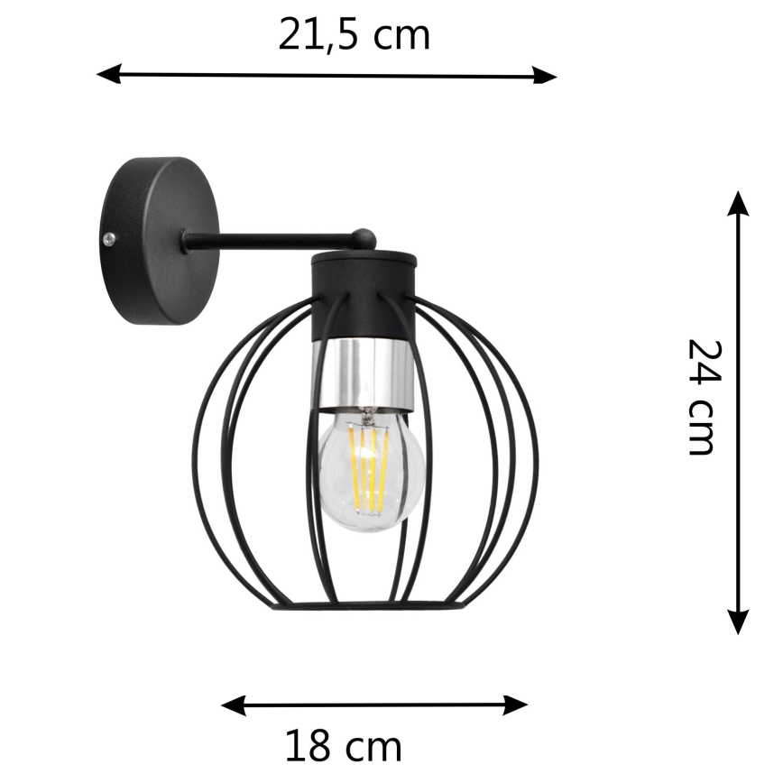 Wall lamp STARLIGHT 1xE27/15W/230V black/silver