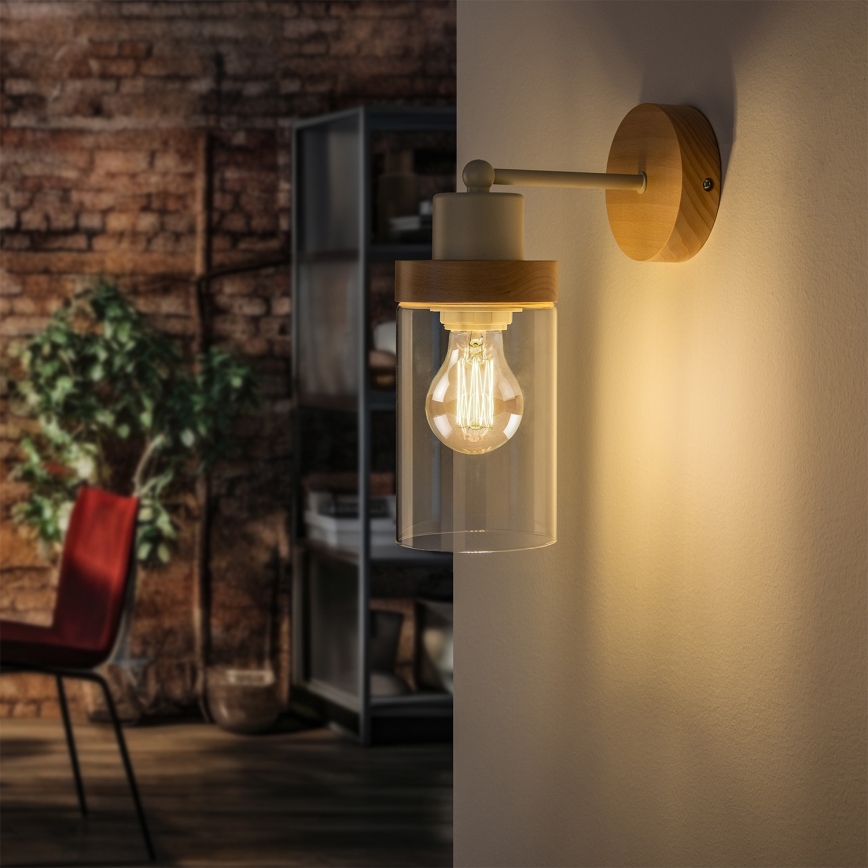 Wall lamp WOODNEST 1xE27/15W/230V pine/cream