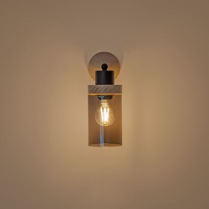 Wall lamp WOODNEST 1xE27/15W/230V pine/smoky black