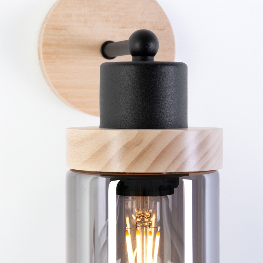 Wall lamp WOODNEST 1xE27/15W/230V pine/smoky black