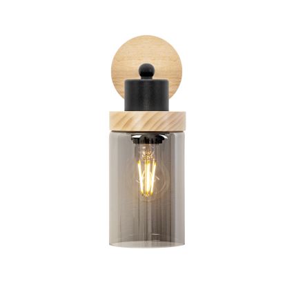 Wall lamp WOODNEST 1xE27/15W/230V pine/smoky black