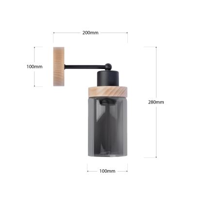 Wall lamp WOODNEST 1xE27/15W/230V pine/smoky black
