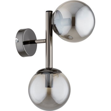 Wall light ERAL 2xE14/10W/230V glossy chrome/black/smoked glass