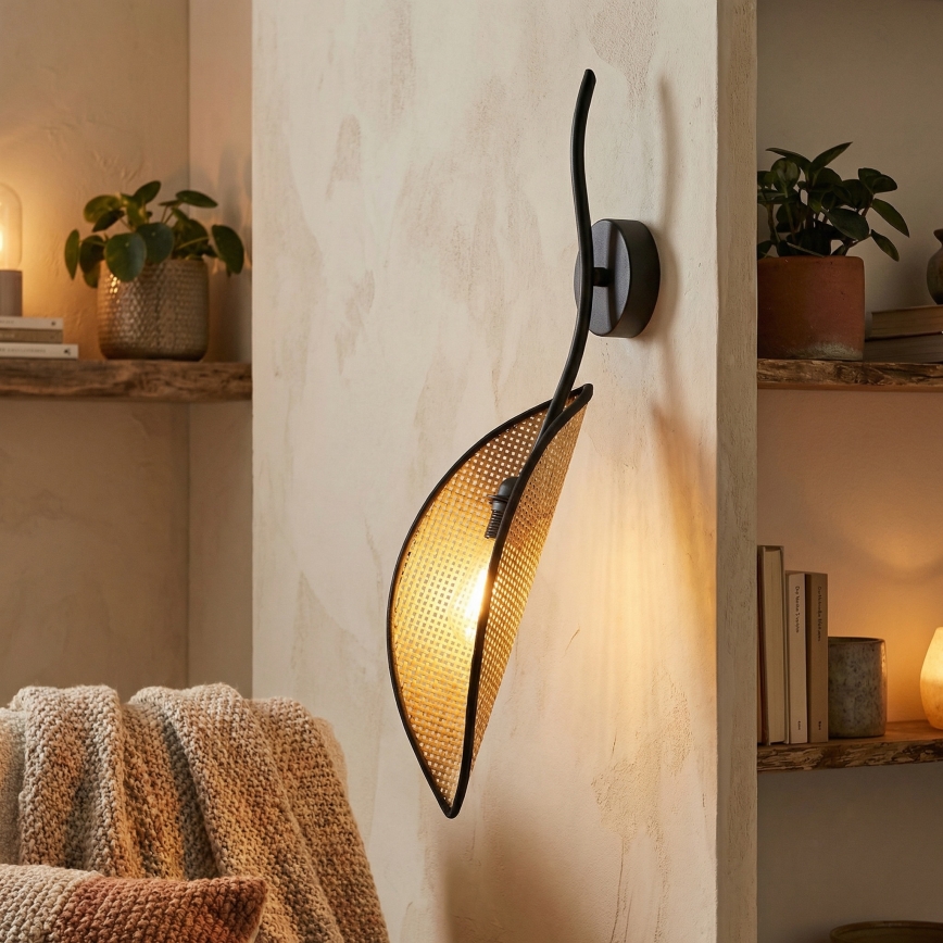 Wall light LOTUS 1xE14/10W/230V black/beige