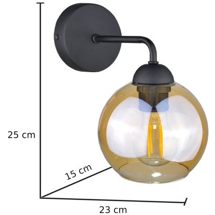 Wall light MELLE BLACK 1xE27/60W/230V