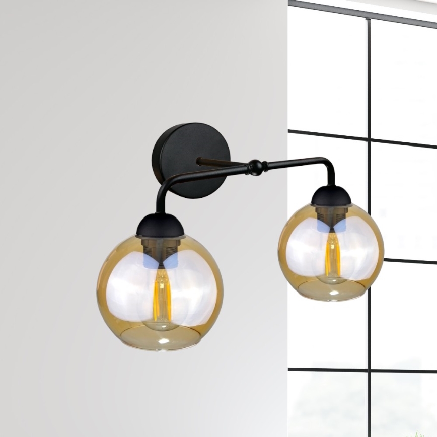 Wall light MELLE BLACK 2xE27/60W/230V
