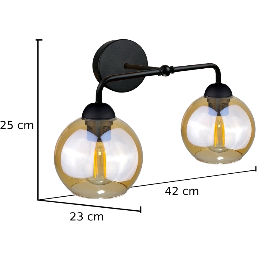 Wall light MELLE BLACK 2xE27/60W/230V
