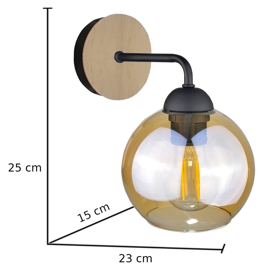 Wall light MELLE WOOD 1xE27/60W/230V