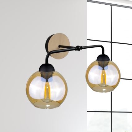 Wall light MELLE WOOD 2xE27/60W/230V