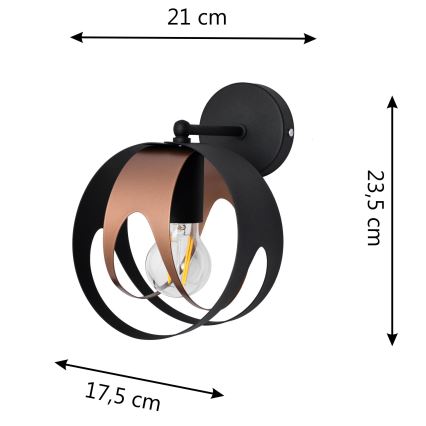 Wall light MOONLIGHT 1xE27/15W/230V black/copper