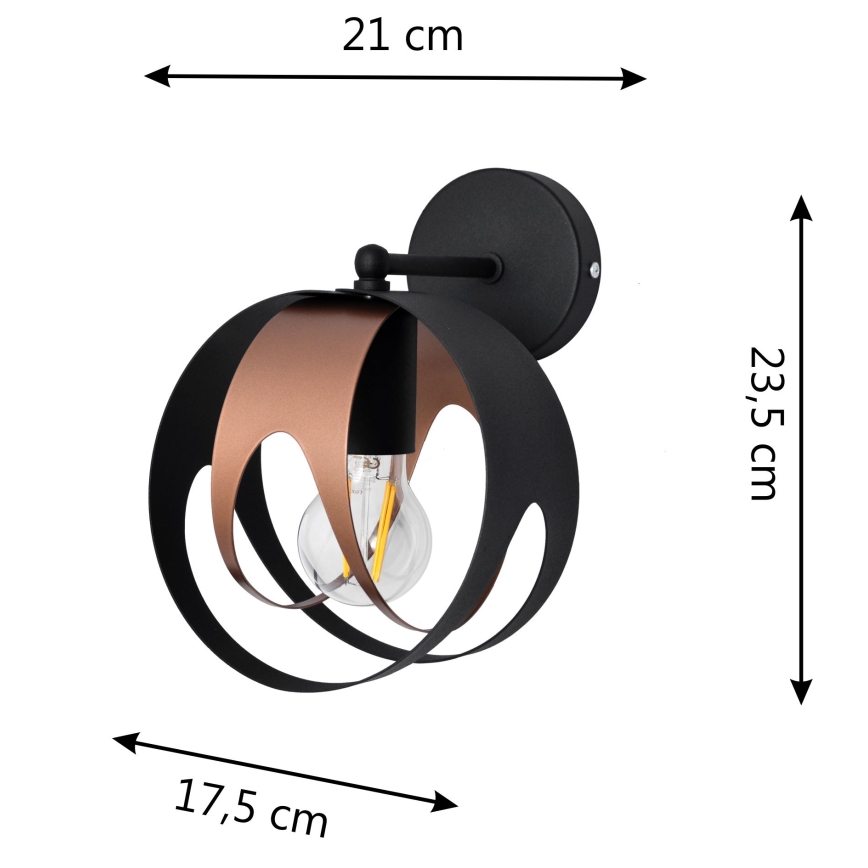 Wall light MOONLIGHT 1xE27/15W/230V black/copper