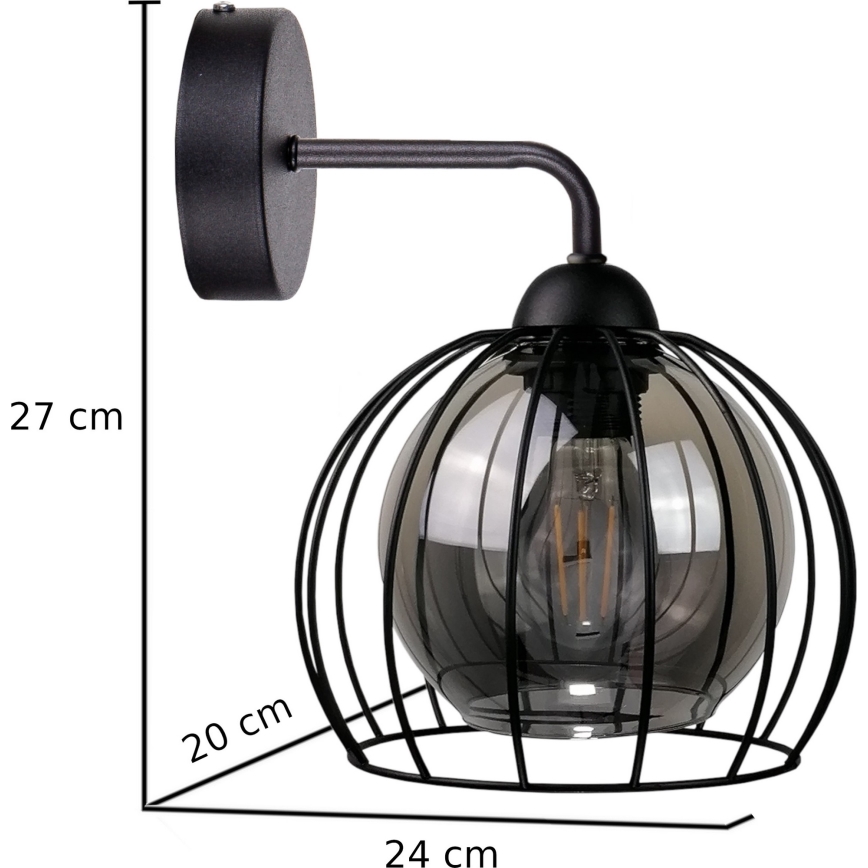 Wall light SOLO BLACK 1xE27/60W/230V