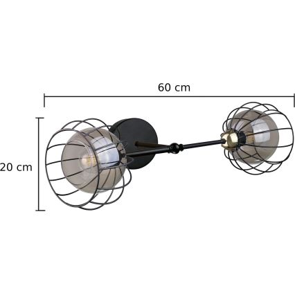Wall light SOLO BLACK 2xE27/60W/230V black/gold
