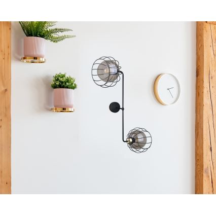 Wall light SOLO BLACK 2xE27/60W/230V black/gold