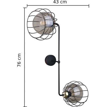 Wall light SOLO BLACK 2xE27/60W/230V black/gold