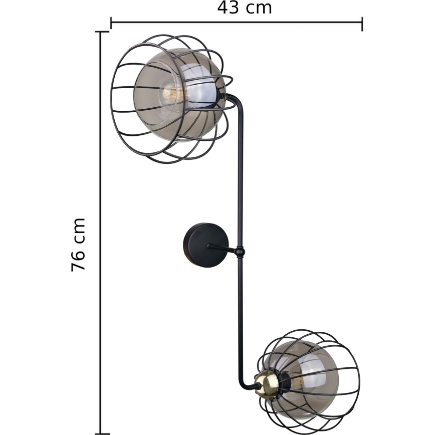 Wall light SOLO BLACK 2xE27/60W/230V black/gold