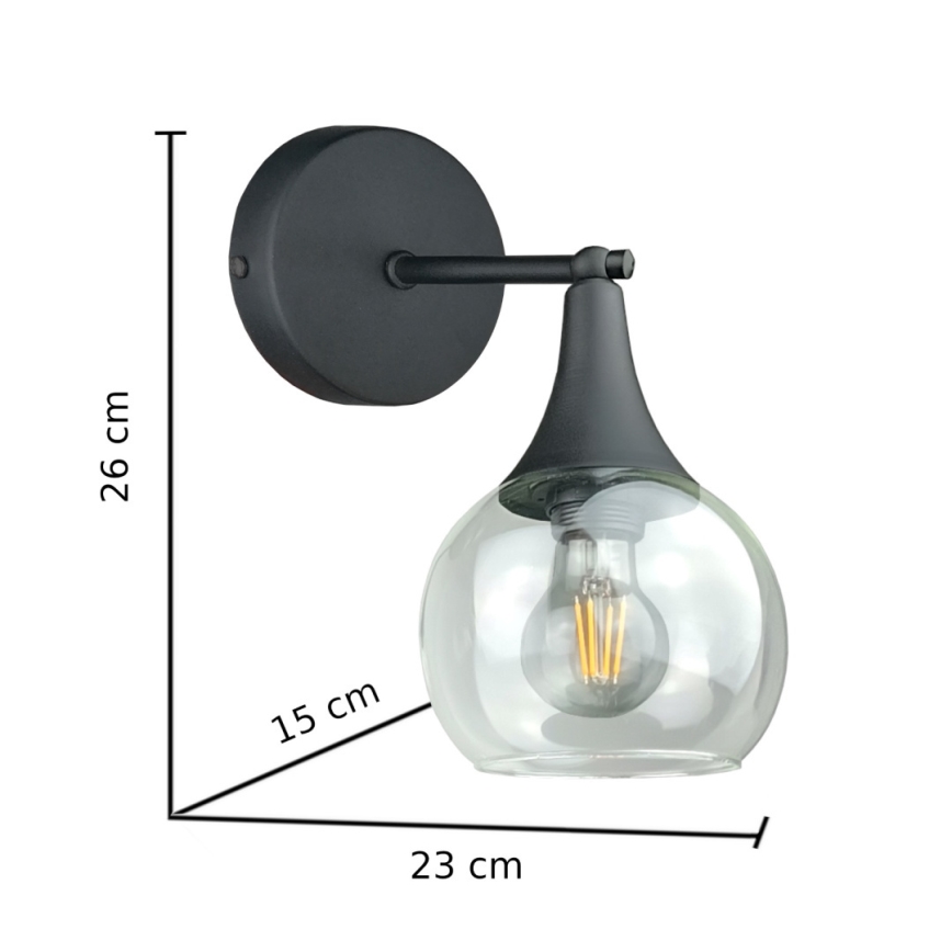Wall light STAR 1xE27/60W/230V black/clear