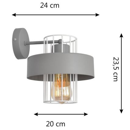 Wall light VOLTA 1xE27/15W/230V grey