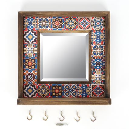 Wall mirror 33x32,5 cm pine/red