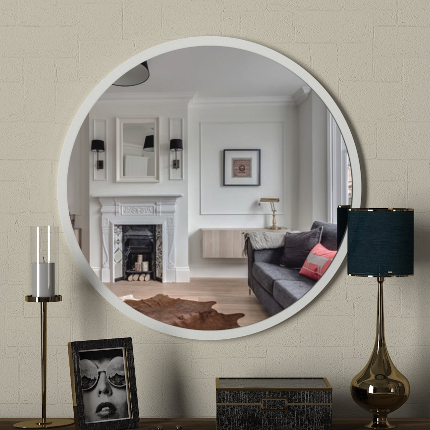 Wall mirror GLOB d. 59 cm white