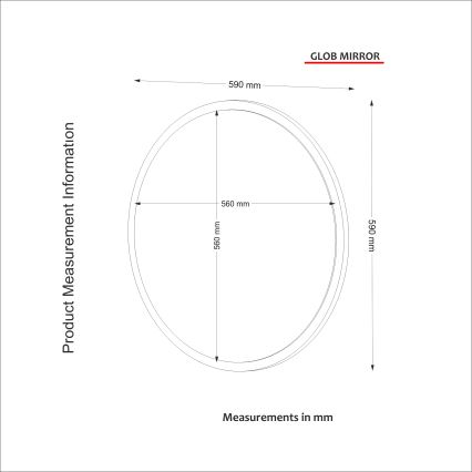Wall mirror GLOB d. 59 cm white